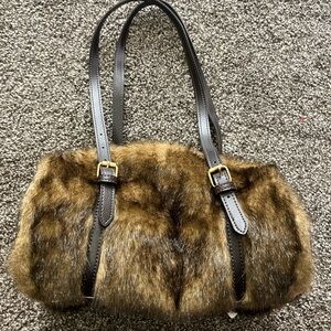 Elegant Brown Faux Fur Handbag